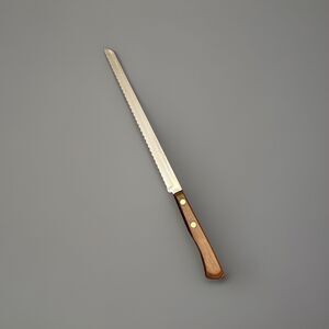 VTG Flint Stainless Waverly Edge Bread Knife 14” Blade 9.25" Wood Handle USA EUC